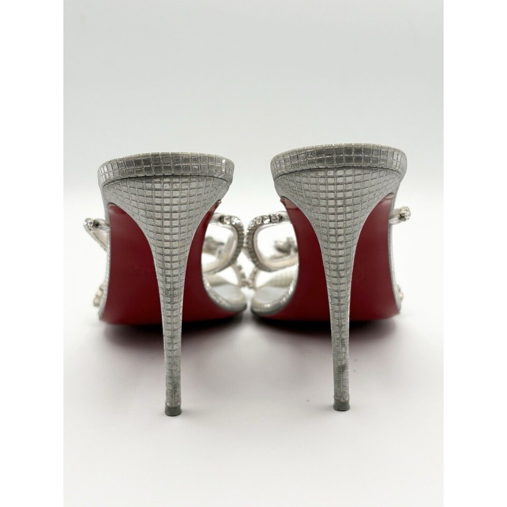 Christian Louboutin Silver Crystal Embellished Stiletto Sandals - Picture 7 of 15